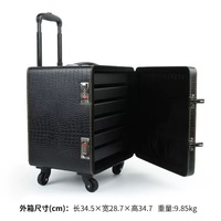 Petite valise à bijoux avec roulettes pivotantes et support extensible, coffre de présentation de colliers en cuir PU de haute qualité avec serrures
