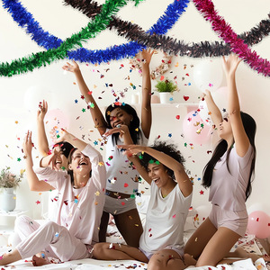 Christmas Decorations Tinsel Garland Decorations 2 Meters Christmas <b>Glitter</b> Ribbon Birthday Wedding Supplies Party Holiday - Product Image 1