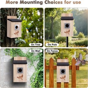 Casas para Pájaros para Exteriores, Caja de Anidación para Pájaros Azules con Protección Metálica Contra Depredadores, Kit de Casa de Pájaros de Madera para Pichones, Golondrinas y Pinzones - Product Image 2