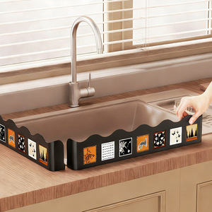 Yimijia Kitchen Sink Splash Guard Black <b>Plastic</b> Waterproof Partition <b>Strip</b> For Countertop Single Bowl Easy To Clean Matte - Product Image 2