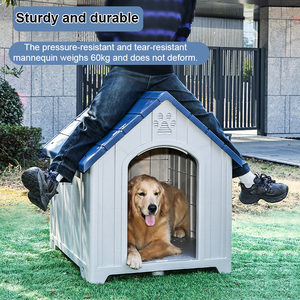 บ้านสุนัขขนาดใหญ่แบบกำหนดเอง สำหรับกลางแจ้ง ทำจากพลาสติกและโลหะ แข็งแรง พร้อมที่ทำความสะอาดที่ถอดออกได้ ลายสัตว์ ดีไซน์แบบวิลล่า - Product Image 3