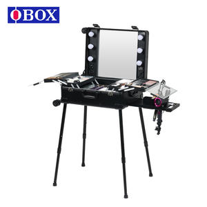 Valise de maquillage Obox 24 pouces avec miroir éclairé, rangement pour salon, roulettes, pour usage professionnel cosmétique et nail art - Product Image 1