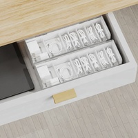 Boîte de rangement pour câbles avec couvercle, transparente, pour accessoires électroniques, avec séparateurs réglables, anti-poussière, pour cordons, tiroir de bureau