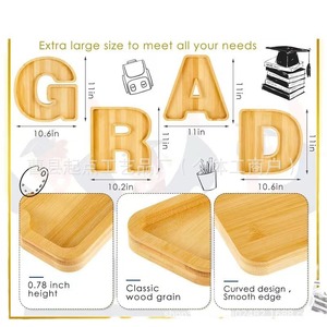 Starting Point Wooden Letter <b>Tray</b> Multifunctional Serving Platter For Home Party <b>Snacks</b> Fruit Pastry Display - Product Image 2