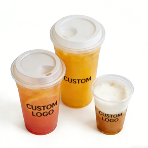 Vasos Desechables de Plástico PP de Pared Simple con Tapas y Pajitas de 90 mm, Impresión UV Personalizada para Café/Cafeterías/Máquinas Expendedoras, Marca Starlight de 12 oz - Product Image 5