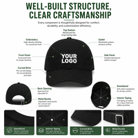 Casquette de baseball en coton personnalisée avec logo, 6 panneaux, brodée, pour uniformes d'équipe, événements d'entreprise, chapeau de soleil extérieur, casquette de tournoi