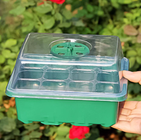 Kit de germination de plantes 3-en-1 avec plateau de semis 12 cellules, dôme de ventilation réglable et boîte de propagation à humidité et chaleur contrôlées