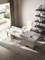 Bureau minimaliste italien moderne simple lumière bureau d'ordinateur de luxe pierre de luxe italien haut de gamme rock plate bureau