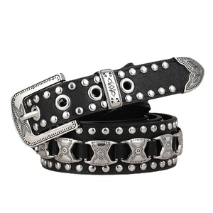 <span class=keywords><strong>Ceinture</strong></span> en PU JULUN pour <span class=keywords><strong>femme</strong></span>, style western, avec <span class=keywords><strong>boucle</strong></span> cloutée et gravée <span class=keywords><strong>argent</strong></span>ée, sangle en PU noire - Product Image 1