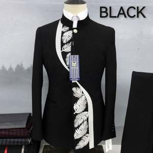 Мужские костюмы с вышитым воротником Zhongshan, 2 шт. узкие облегающие костюмы в китайском стиле, мужские банкетные S-5XL больших размеров - Product Image 2