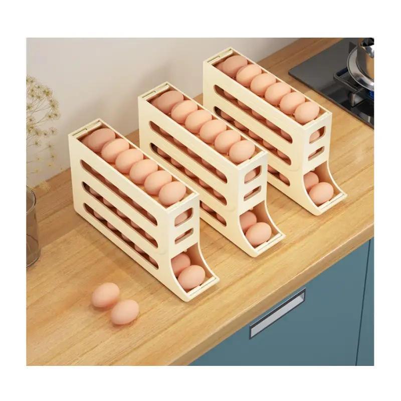 冷蔵庫の卵収納ボックスローリングキッチンコンテナ容量冷蔵庫の卵収納コンテナディスペンサー