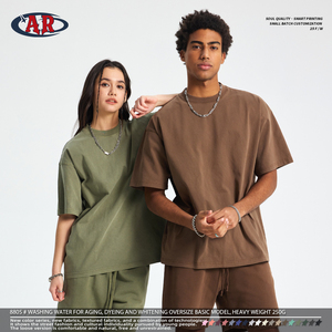 고품질 100% 면 기본 아이템 250G 18컬러 빈티지 워싱 커스텀 반팔 티셔츠 - Product Image 3