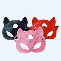 Masque érotique sexy pour femme, demi-visage, en cuir, motif renard, pour cosplay, fête d'Halloween, bal masqué, masques fantaisie, masque de renard punk avec collier