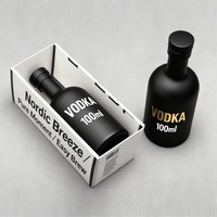Botol kaca Gin Black Spirit Vodka, kustom 50ml 100ml 200ml 375ml 500ml 750ml botol 1L dengan gabus atau kacang