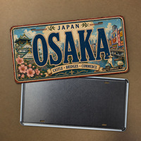 Letrero Metálico Vintage de Osaka, Japón, Estilo Rústico Retro, Decoración de Pared para Garaje o Izakaya