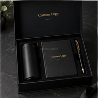 Kotak Hadiah Magnetik Kaku Hitam Mewah dengan Logo Kustom, Set Korporat dengan Notebook, Pulpen, dan Tumbler