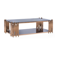 Table d'appoint en verre trempé à double étage de luxe artistique de haute qualité Meubles de salon