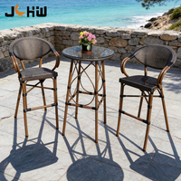 Chaise de bistrot en aluminium avec aspect bambou, tissu Teslin, pour café, bar, hôtel, terrasse, restaurant, chaise haute de bar