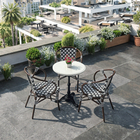 Meubles de loisirs en plein air de haute qualité Table à thé en marbre en aluminium PE rotin Restaurant chaises d'extérieur hôtel salle à manger utilisation extérieure