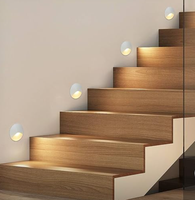 Appliques murales, éclairage mural 230V 3W 60mm, spots encastrés ronds pour escaliers en aluminium, blanc chaud 3000K, éclairage d'escalier intérieur/extérieur avec boîte