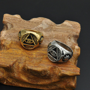 Anillo de Acero Inoxidable con Diseño de Ojo Triangular Iluminado - Product Image 3