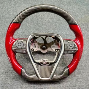 Volante de Fibra de Carbono Real Compatible con Toyota Corolla, RAV4, Camry 2018-2021, con LED y Costuras Personalizadas en Forma de D - Product Image 5