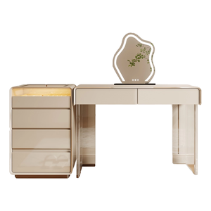 Tocador Beige moderno de alta calidad, tocador de madera de estilo crema <span class=keywords><strong>con</strong></span> <span class=keywords><strong>espejo</strong></span> <span class=keywords><strong>para</strong></span> <span class=keywords><strong>niñas</strong></span>, muebles populares <span class=keywords><strong>para</strong></span> el hogar, sillas cómodas - Product Image 5