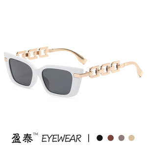 แว่นตา แว่นกันแดดทรงแคทอาย กรอบโลหะพลาสติกสีดำ UV400 แว่นกันแดดผู้หญิง - Product Image 3