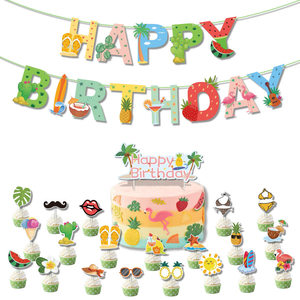 Temática hawaiana Tropical, decoración para fiesta <span class=keywords><strong>de</strong></span> cumpleaños, topper y banner <span class=keywords><strong>de</strong></span> sandía, piña, <span class=keywords><strong>cactus</strong></span> - Product Image 2