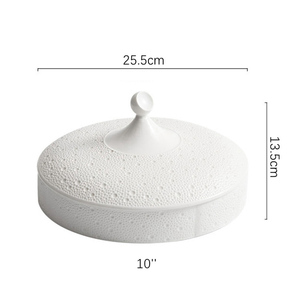 Ceramic Snacks Plate <b>Dishes</b> Divided Grids Appetizer Bowls Fruit French Fries Dim Sum <b>Serving</b> Tray With Lid Restaurant Tableware - Product Image 2