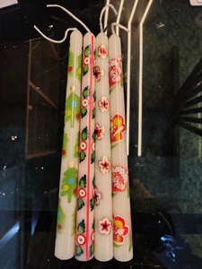 Elegant Floral Handpainted Smokeless Taper <b>Candle</b> <b>Set</b> 4-Piece Handmade Soy Paraffin Wax Birthdays Holiday Easter Halloween - Product Image 3