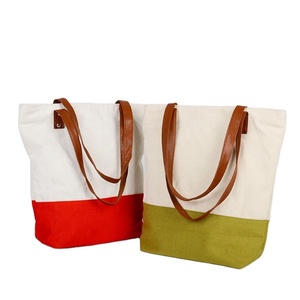 Bolsa de Playa de Lona Portátil con Asa de PU y Diseño de Empalme - Product Image 3