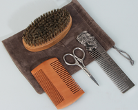 Kit de toilettage de barbe pour hommes avec logo personnalisé professionnel Peignes à cheveux et ensemble de brosses