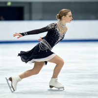 Robe de patinage et de danse bleu marine pour enfants et adultes, col montant, manches longues, strass, sequins, dos ouvert, pour compétition et spectacle de patinage sur glace