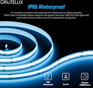 Tira de Luces LED COB de 12V 24V RGB Flexible y Regulable, 480 576 756 810LEDs/M para Dormitorio, Cocina, Armarios, Hogar, Interiores - Product Image 3