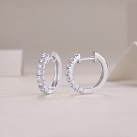 Boucles d'oreilles créoles en argent sterling 925 avec moissanite taille brillant rond pour femme, serties à griffes, couleur D, pureté VVS1, effet diamant