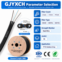 Câble de branchement FTTH extérieur autoportant GJYXCH 1 2 4 cœurs avec messager en acier pour projets de télécommunications