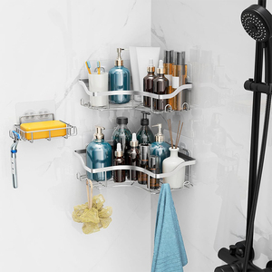 Mensola angolare autoadesiva personalizzata per <span class=keywords><strong>shampoo</strong></span>, portaoggetti da bagno, organizer per doccia, confezione da 2 - Product Image 6