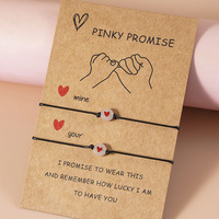 Bracelet d'amitié simple coeur chanceux lumineux carte de promesse Pinkie Bracelet de Couple réglable pour hommes et femmes