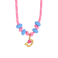 Collier ras du cou en corde tressée en gros, avec breloque lettre alphabet en émail en acier inoxydable, cordon réglable pour femmes, cadeaux bijoux
