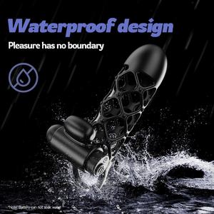 قابل لإعادة الاستخدام اهتزاز قوي أسود القضيب القضيب القضيب توسيع تهتز دسار الواقي الذكري التنين كم القضيب للرجال الكبار ألعاب جنسية - Product Image 6