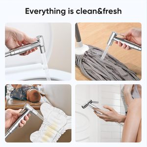 Pulvérisateur de bidet portatif en acier inoxydable avec <span class=keywords><strong>jet</strong></span> réglable, <span class=keywords><strong>kit</strong></span> de <span class=keywords><strong>toilette</strong></span> avec tuyau, douche musulmane pour le nettoyage des couches et des salles de bain - Product Image 3