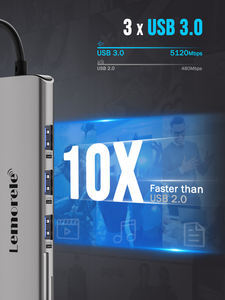 TC38L 8 en 1 Type-C à 4K 30Hz HDMI USB-A 3.0 <span class=keywords><strong>Dockstation</strong></span> USB Hub avec 100W Type-C PD avec emplacement pour carte SD TF - Product Image 2