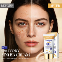 SADOER Collagen BB Cream SPF50+ PA+++ 40g, Concealer Pencerah Foundation untuk Menutupi Noda di Wajah, OEM Private Label MOQ Rendah