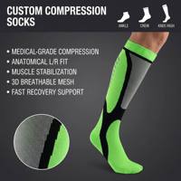 Chaussettes de compression en nylon et élasthanne respirantes personnalisées pour la vente en gros, soutien ciblé pour les athlètes américains pour la course à pied, le cyclisme et l'entraînement