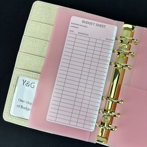 New Classical Frosted Clear Pink Durable PP Flexible Double Pocket A6 <strong>Budget</strong> <strong>Binder</strong> Insert Cash Filling Envelope for Budgeting - Product Image 2