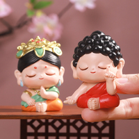 Figurine de Bouddha Bébé Joyeux en Résine, Étoile Porte-Bonheur, Style Zen, Ornement Feng Shui, Décoration de Bureau à Domicile, Cadeau de Pleine Conscience