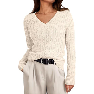 Fabrieksgroothandel Nieuwe Casual Warme Wintertrui 100% Katoenen Hals Dikke Stevige Schouder Effen Kleur Met Capuchon Voor Winterkleding - Product Image 1
