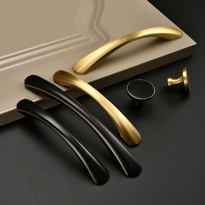 Modern Single-Hole Gold-Black Brass Pure <b>Copper</b> Cabinet <b>Door</b> Handles <b>Knobs</b> for Kitchen Bedroom Bathroom Hotel Drawers-Easy - Product Image 4