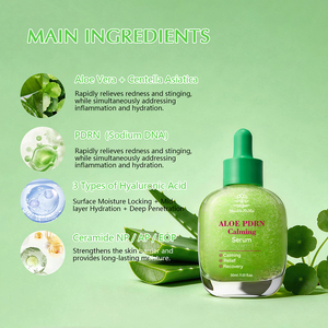 Suero Calmante con Aloe PDRN y Logotipo Personalizado, Alivia el Enrojecimiento de <span class=keywords><strong>la</strong></span> <span class=keywords><strong>Piel</strong></span> Sensible, Repara <span class=keywords><strong>la</strong></span> Barrera Cutánea, Recupera, Anti-Irritación, Venta al Por Mayor OEM - Product Image 2